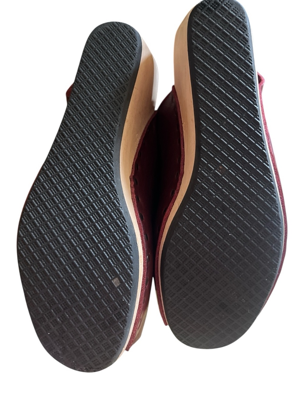Trippen Orinoco Red Leather Wood Wedge Clog Sandals EU 38 Boho Artisan - Picture 8 of 10